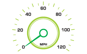 An animation of speedomoter going from 0 to 60mph