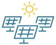 Illustration of solar panels absorbing light